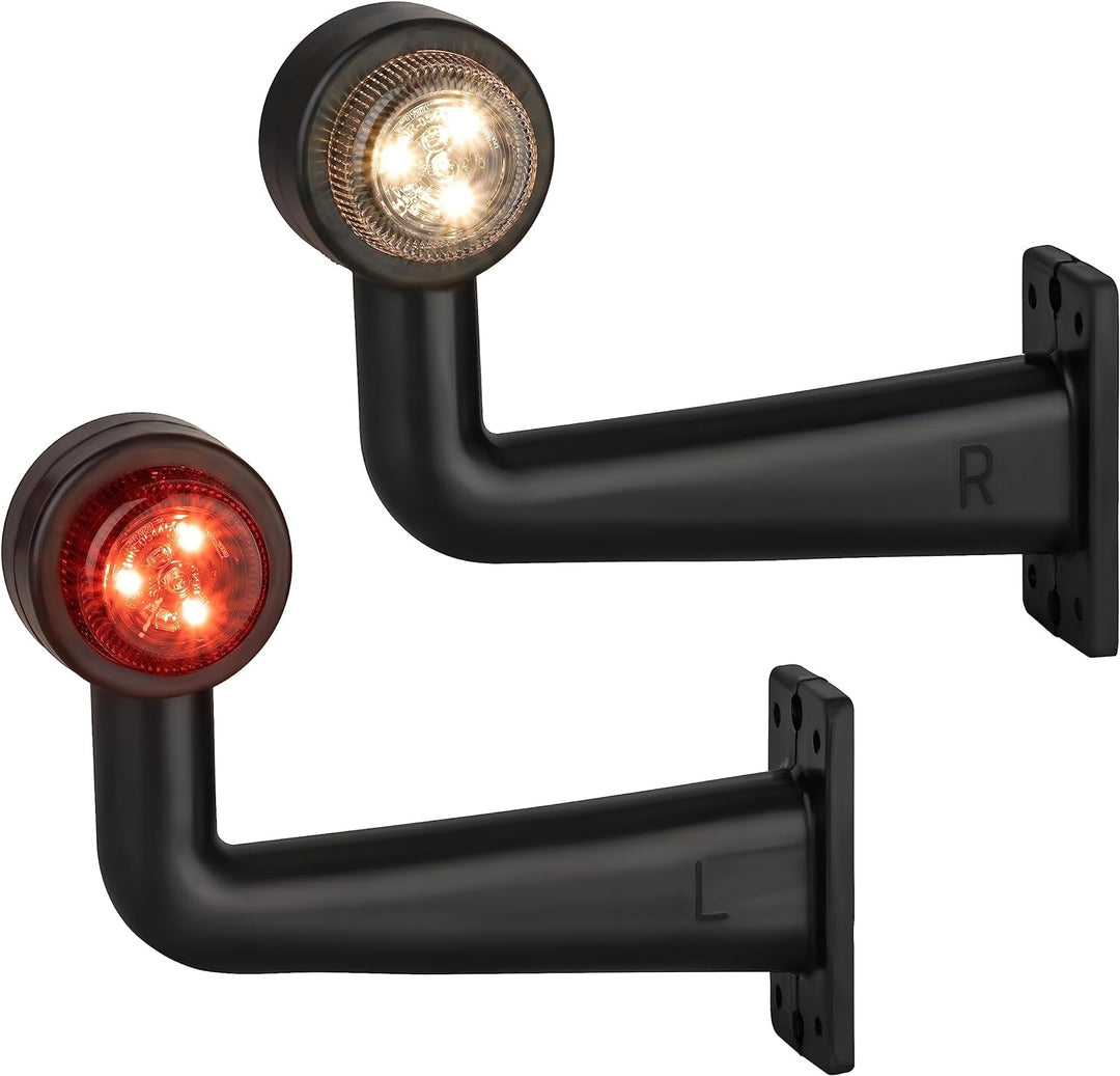 2x LED Positionsleuchte Links + Rechts Set Rot Weiss 12-24 Volt E4-Prüfzeichen IP67 Schutzklasse mit