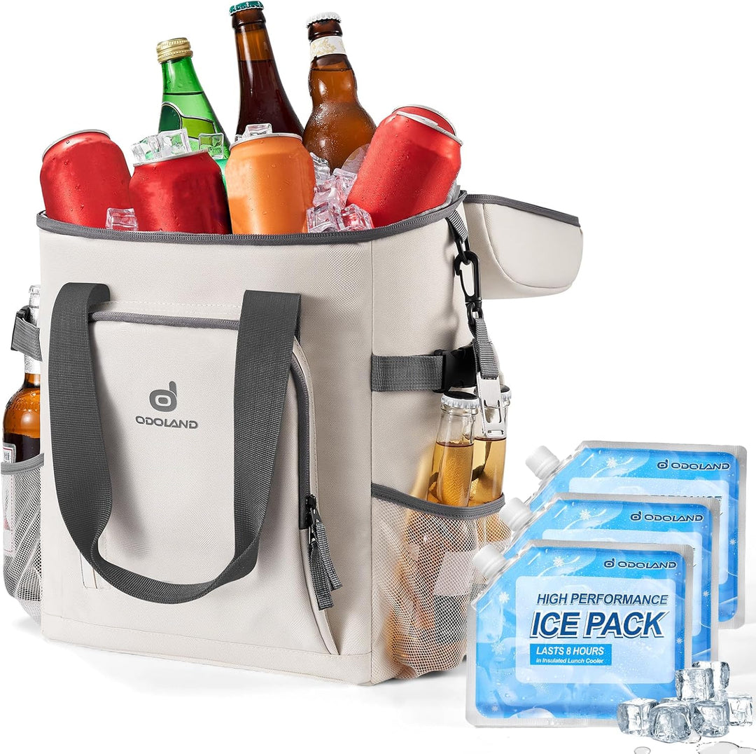Odoland Kühlrucksack mit 3 Kühlakkus, 30 can Thermo Kühltasche Wasserdicht Rucksack zum Kühl mit Fla