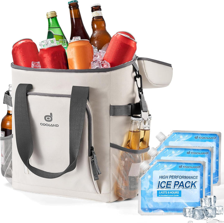 Odoland Kühlrucksack mit 3 Kühlakkus, 30 can Thermo Kühltasche Wasserdicht Rucksack zum Kühl mit Fla