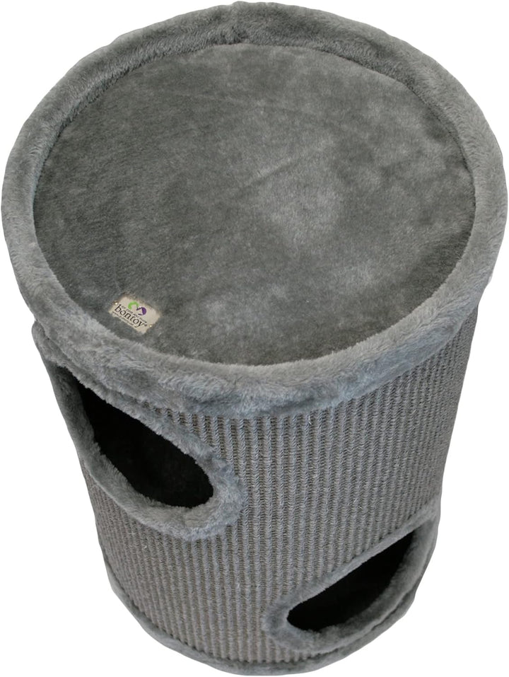 Bontoy Kratztonne Buddy in grau I 36 cm x 55 cm I mit weichem Liegebett I Zwei Höhlen