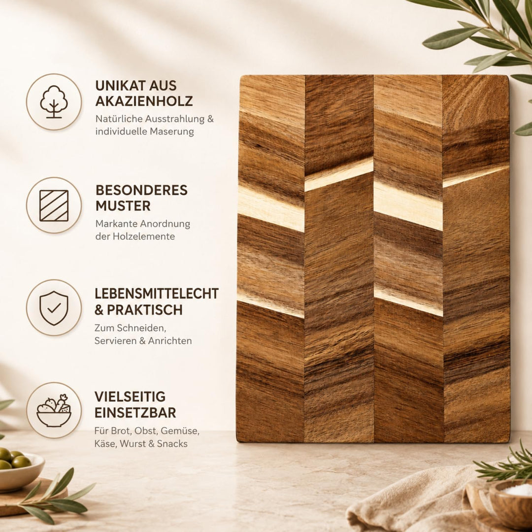 com-four® 30 x Schneidebrett aus Akazienholz 22 cm, Küchenbrett | Servierbrett für Brot - Käse und S