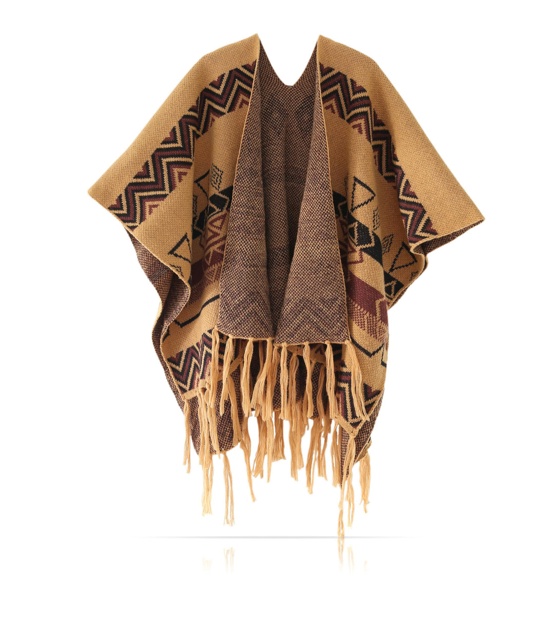 Made by Nami Poncho Damen Umhang Beige Boho Style Festival Accessoires, Beige