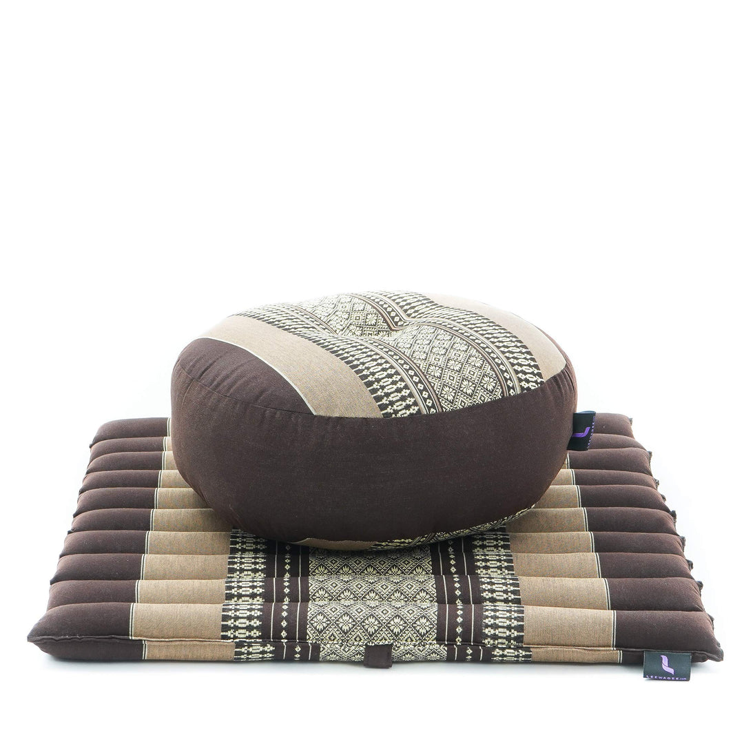 Leewadee Meditationsset Yogaset aus Meditationskissen Zafu und Kleiner rollbarer Sitzmatte Zabuton Ö