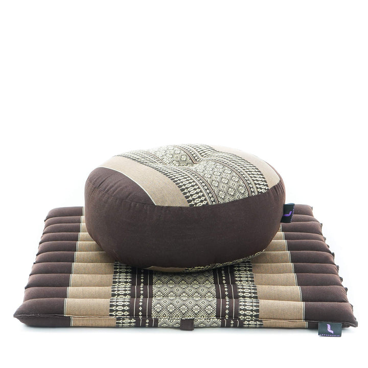 Leewadee Meditationsset Yogaset aus Meditationskissen Zafu und Kleiner rollbarer Sitzmatte Zabuton Ö
