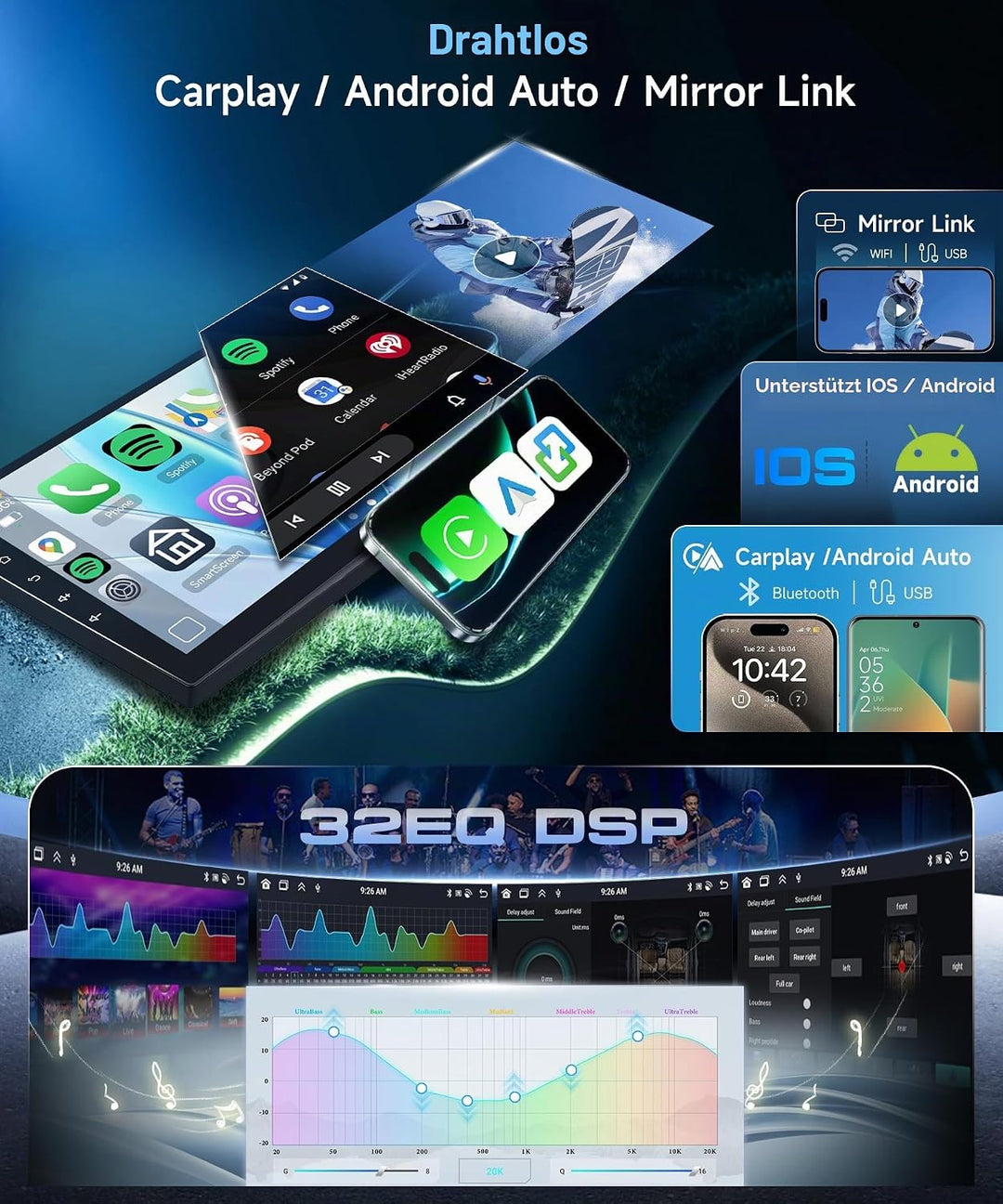 8 Kern 4G+64G Autoradio Android 15 für Volvo XC90 2004-2013, 9&