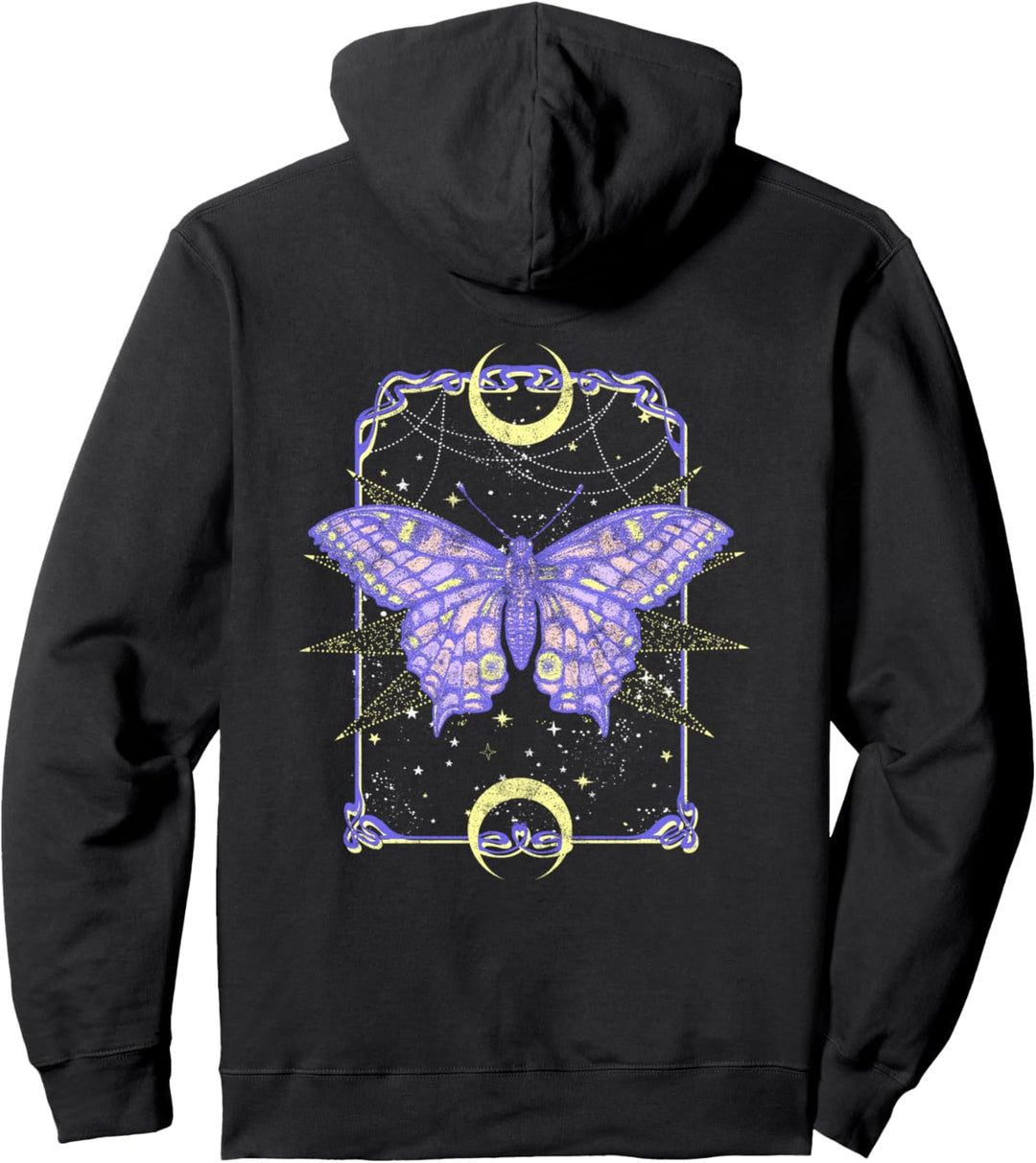 Celestial Butterfly Tarot Card Front & Back Pullover Hoodie
