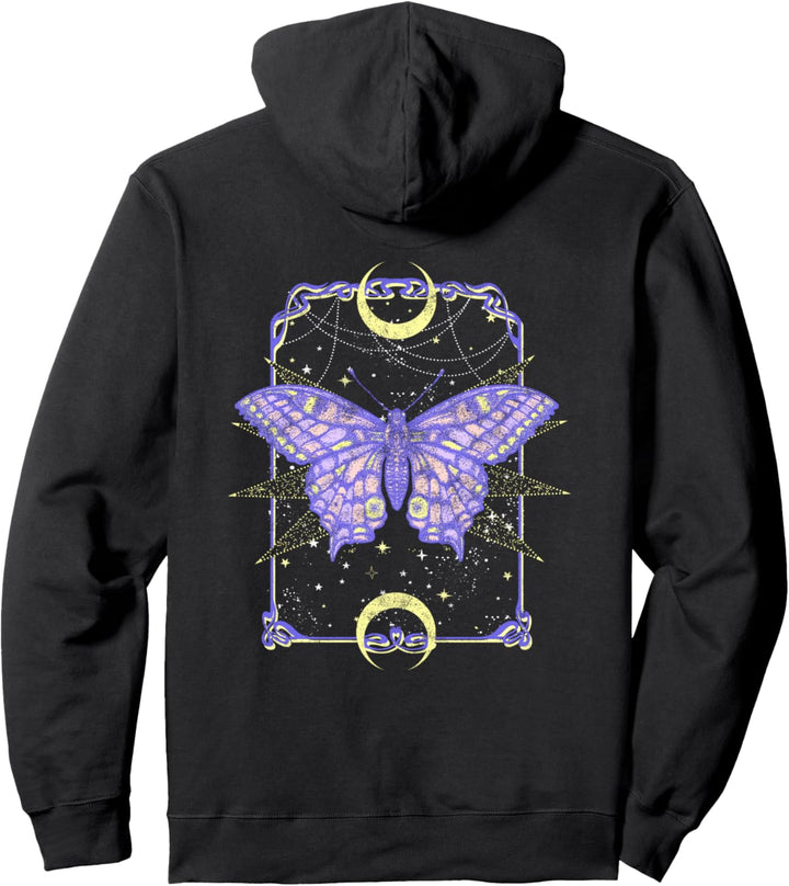 Celestial Butterfly Tarot Card Front & Back Pullover Hoodie