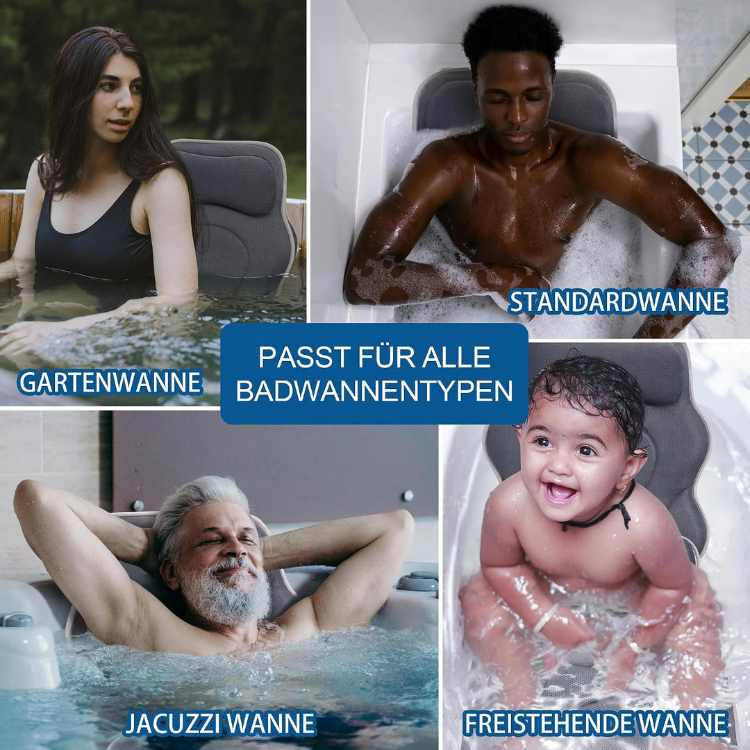 Poemland Luxus Dicke, volle Körper Badewannenkissen Mat &amp; Cushion für Badewanne Kopfstütze Hals Schu