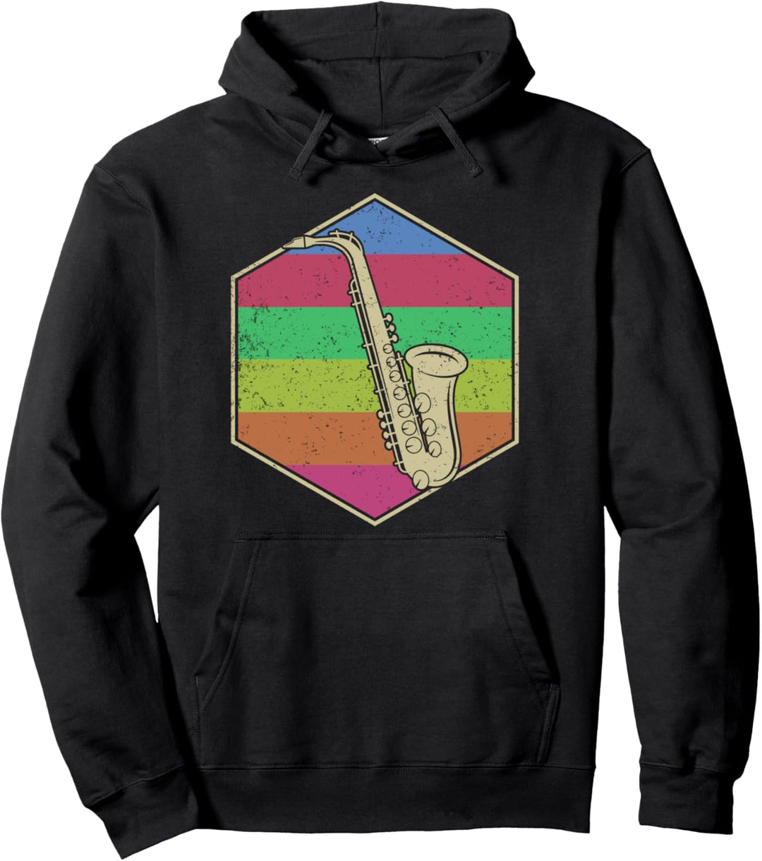 Retro Musik Instrument Saxophon Pullover Hoodie