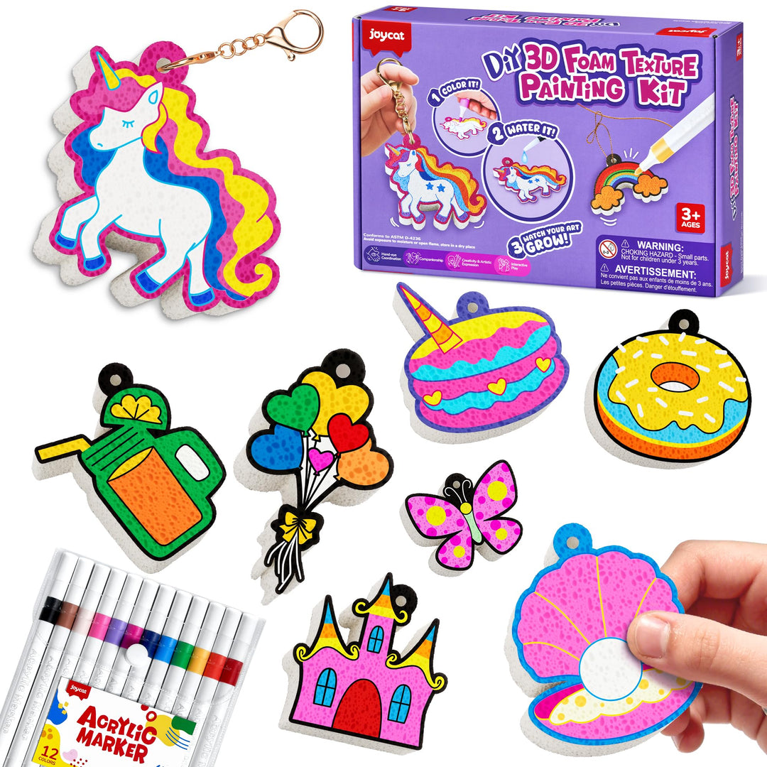 JoyCat 3D Kunst-Set, Prinzessinnen & Einhörner Magic Puffy Paint Kit, Bastelset Kinder 4 5 6 7 8 9 1