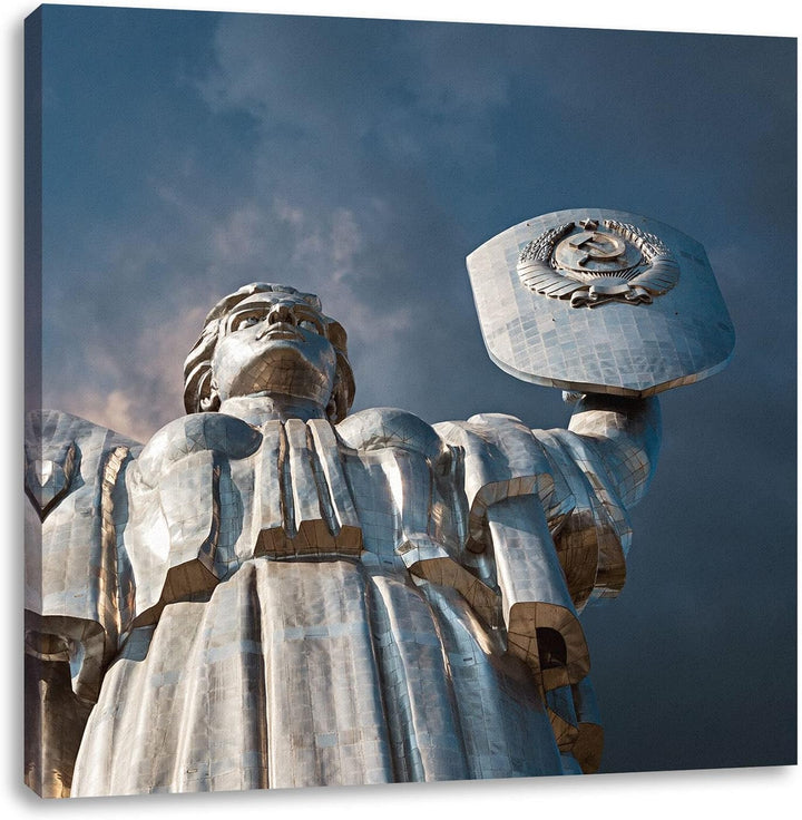 Pixxprint Mutter Mutterland Ukraine als Leinwandbild Quadratisch| Grösse: 70x70 cm | Wandbild | Kuns