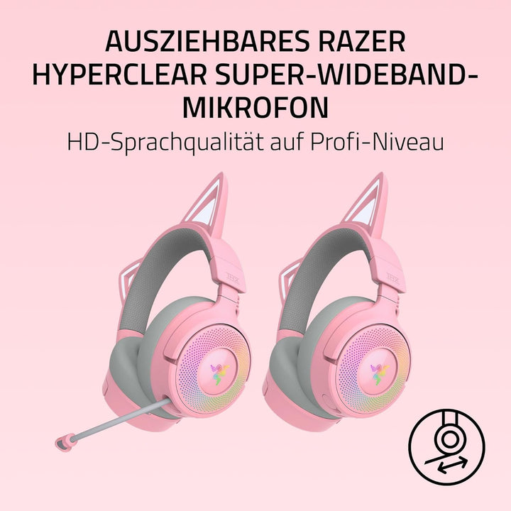 Razer Kraken Kitty V3 Pro - Kabelloses RGB-Kitty-Headset für Gaming - Reaktive Streaming-Katzenohren