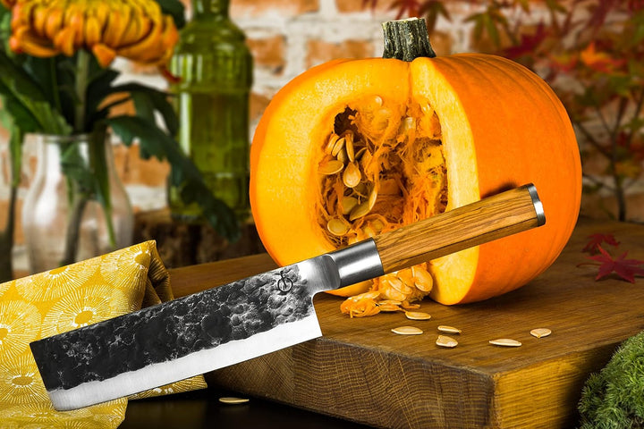 Forged Olive Hackmesser 17cm, handgefertigt, in