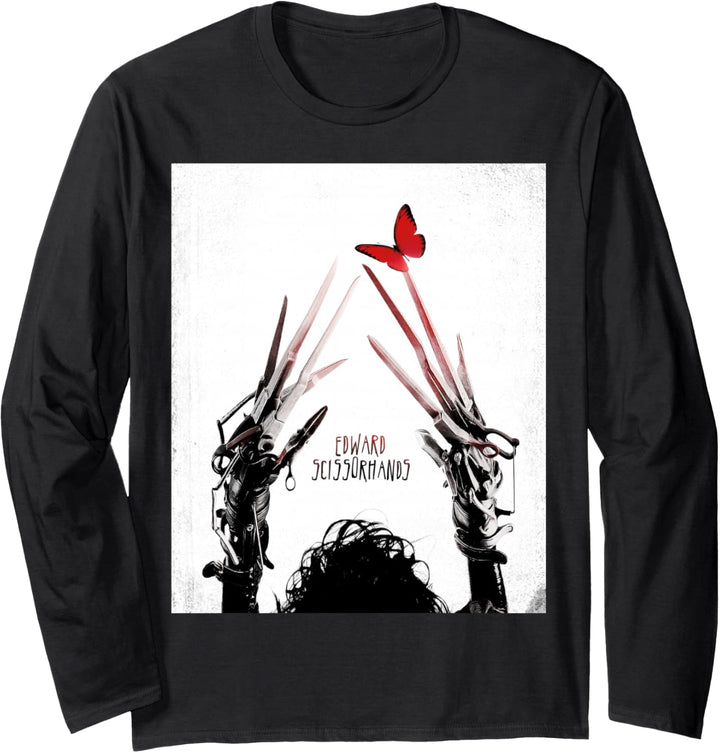 Tim Burton's Edward Scissorhands Red Butterfly Movie Poster Langarmshirt