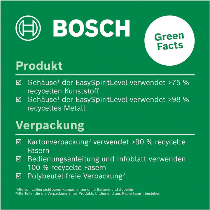 Bosch Wasserwaage EasySpiritLevel (intuitives LED-Konzept, Tonunterstützung, Neigungen bis zu +/-3°,