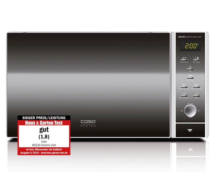 CASO | MCG30 Ceramic chef 3in1 Mikrowelle mit Grill + Heissluft 2100W |30L, Keramikboden, Grill-Rost