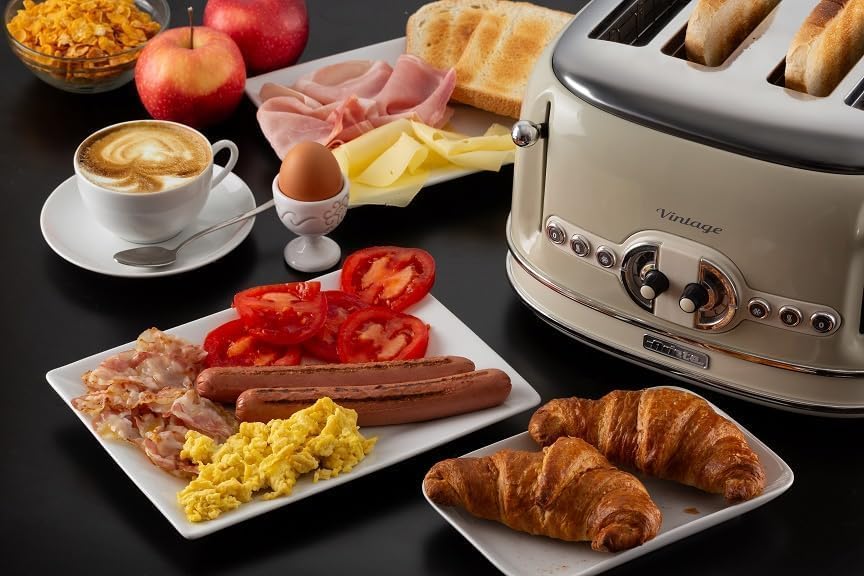Ariete,156 Toaster im Vintage-Design für 4 Scheiben, 1600 W, 6 Toaststufen, aus lackiertem Edelstahl