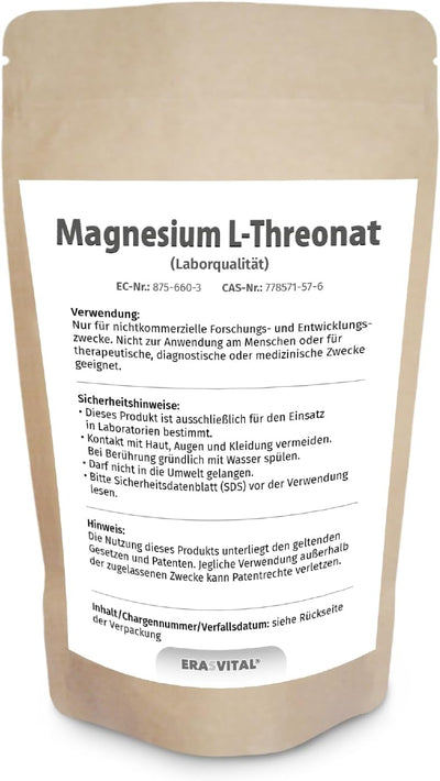 Magnesium L-Threonat - 99,6% Reinheit ±0,9, 8% Magnesiumgehalt - Hochreines Pulver für Forschung und