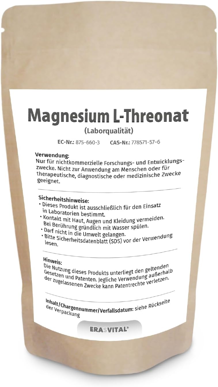 Magnesium L-Threonat - 99,6% Reinheit ±0,9, 8% Magnesiumgehalt - Hochreines Pulver für Forschung und
