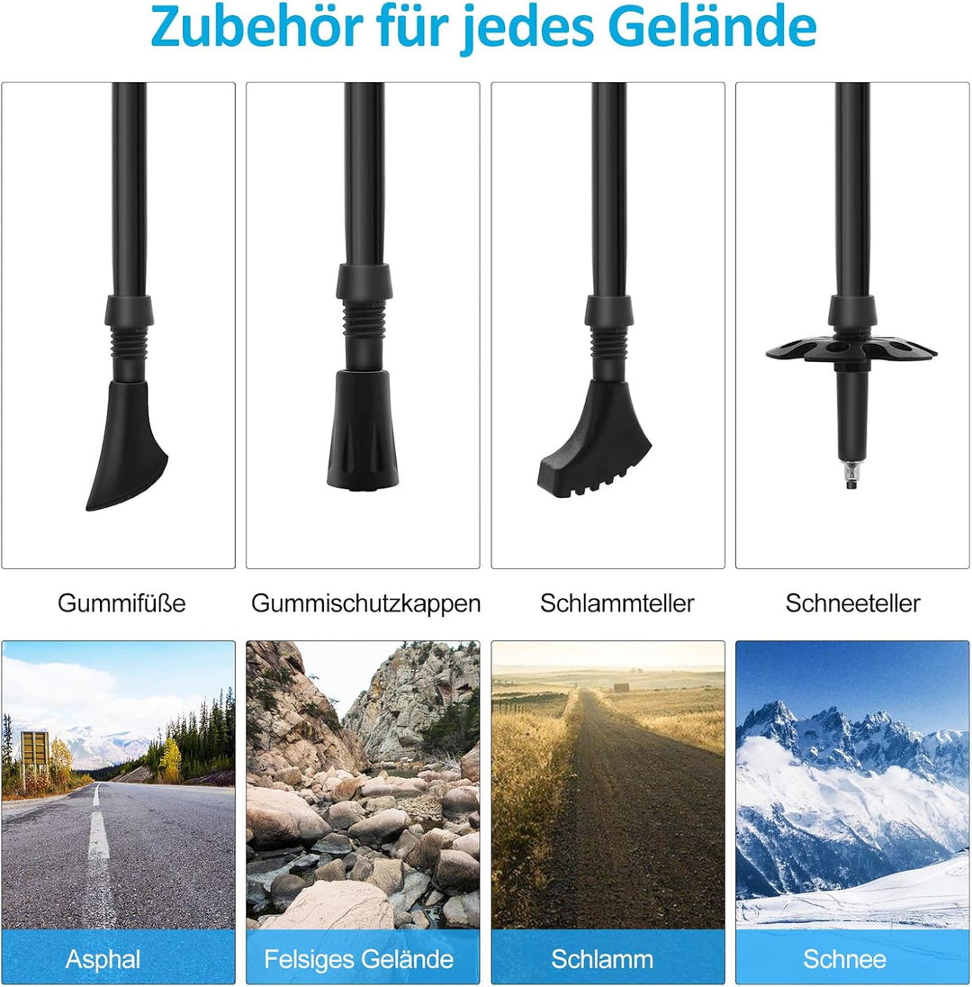 Anykuu Wanderstöcke Trekkingstöcke Faltbar Nordic Walking Stöcke 7075 Aluminium Klappstab Teleskop V