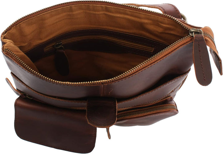 LECONI Umhängetasche Rinds-Leder kleine Schultertasche Damen + Herren Vintage-Look Schultertasche Le