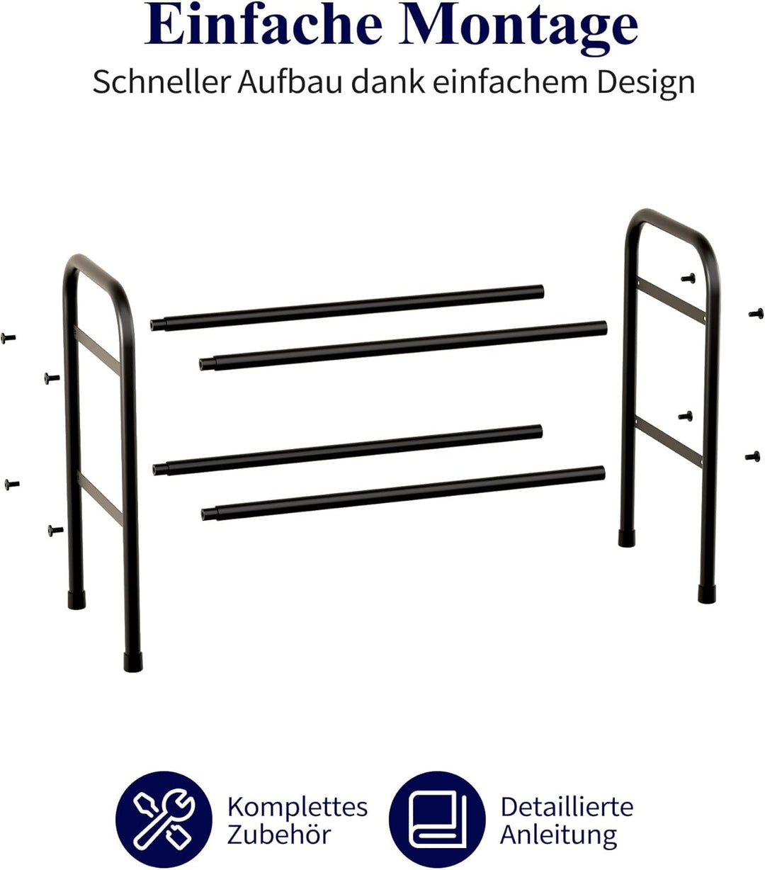 Kitsure Ausziehbares Schuhregal, 2-stöckiger Verstellbarer Metall-Schuhorganisator, Robustes und ros