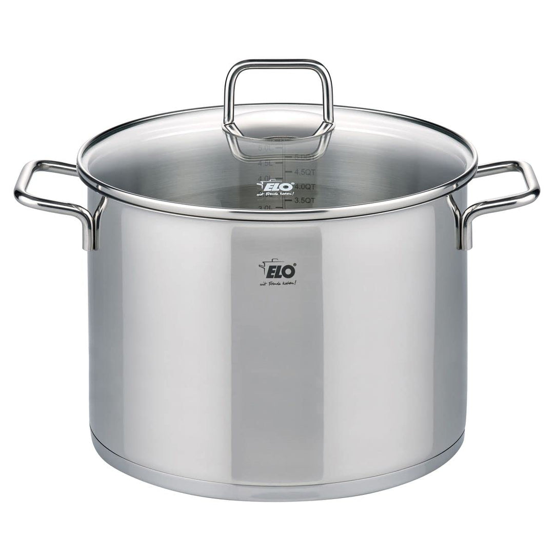 ELO 7244626 Kochtopf aus Edelstahl, 26 cm Durchmesser, Kochtopf und Glasdeckel, geeignet für alle He