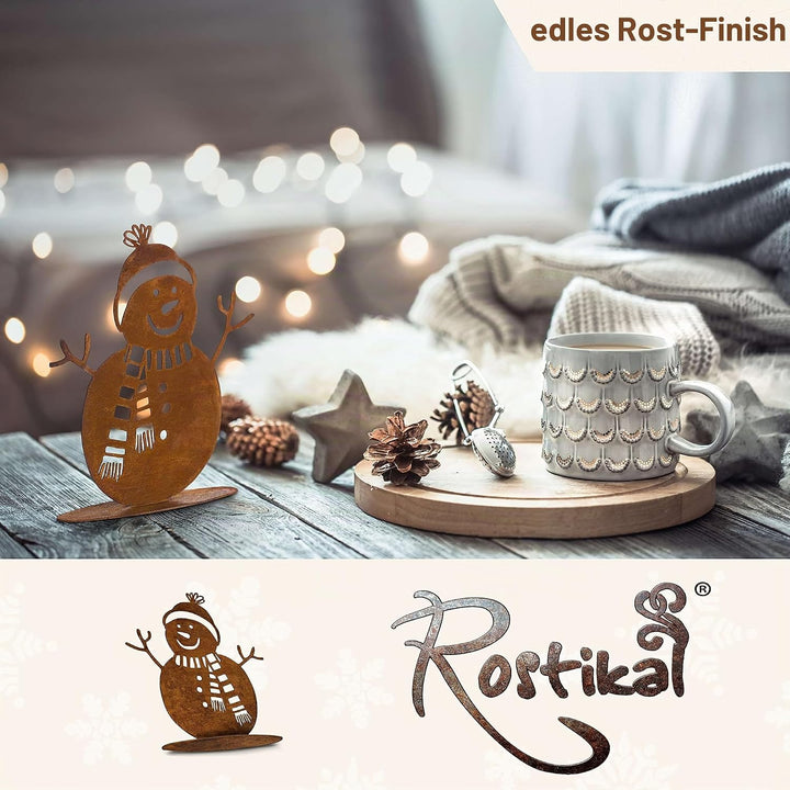 Rostikal | Winterdeko Schneemann Rost Gartendeko Weihnachten | 20 cm hoch
