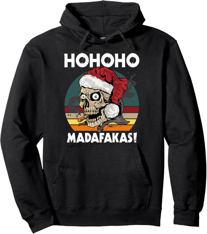 Weihnachten Geschenk Weihnachtsmann Totenkopf Schädel Rocker Pullover Hoodie