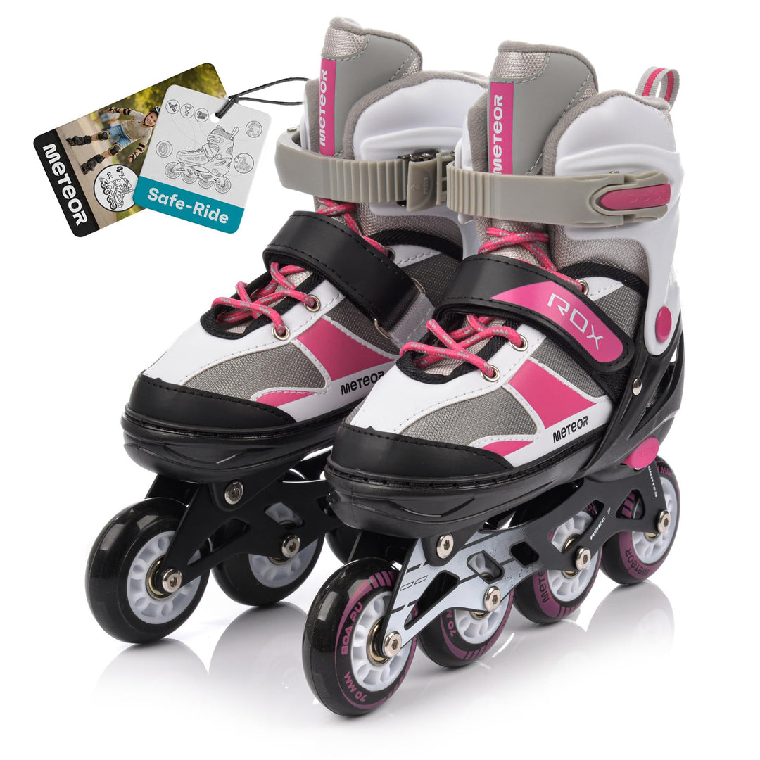meteor Rox sichere verstellbare Kinder Inline‑Skates – Inliner für Mädchen Jungen – ABEC‑7 Carbonlag