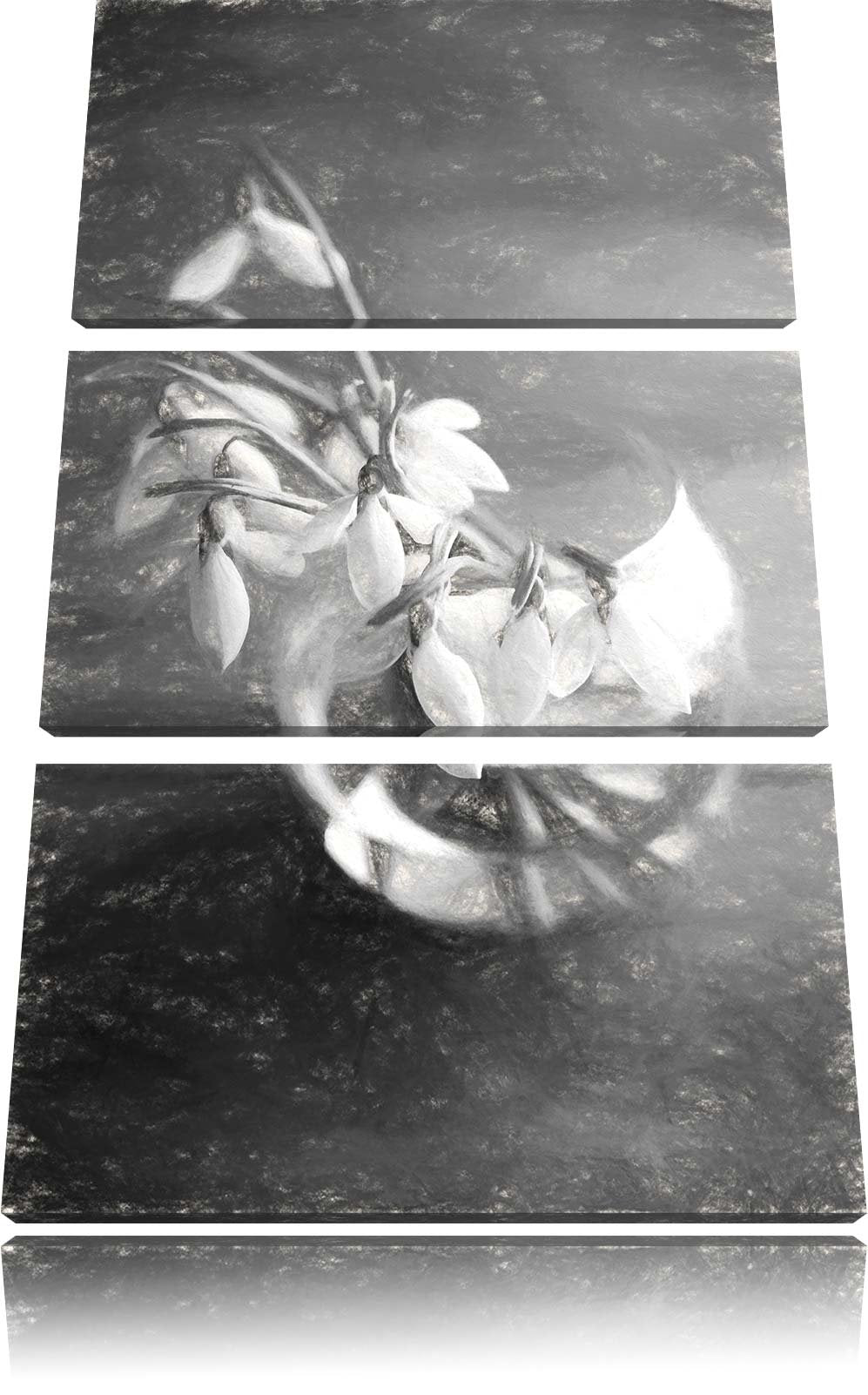 Pixxprint Schneeglöckchen in der Vase als Leinwandbild/Grösse: 3 Teilig (120x80) cm/Wandbild/Kunstdr