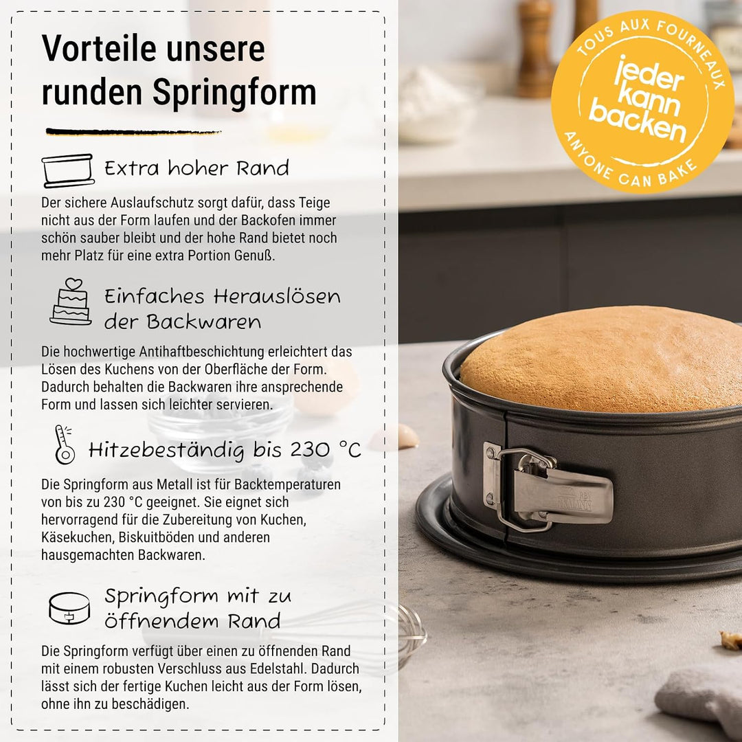 Birkmann, Easy Baking, Springform Ø 28 cm, runde Kuchenform mit hohem Rand, antihaft, auslaufsicher,
