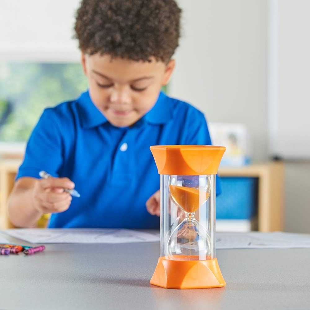 Learning Resources Jumbo-Sanduhr, 5-Minuten-Sanduhr mit gummierten weichen Endkappen, für ruhige Pau