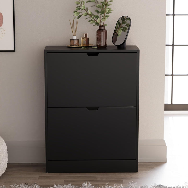 Vida Designs Schuhschrank mit 2 Schubladen, platzsparender Schuhschrank mit 2 Klappschubladen, für F