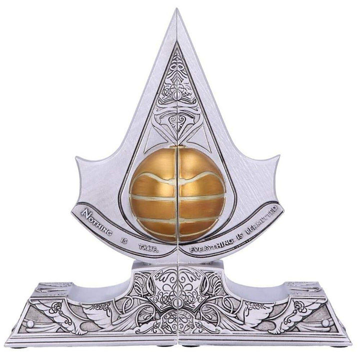 Nemesis Now Assassin's Creed Buchstützen, Apfel von Eden, Kunstharz, silberfarben, 18,5 cm B5349S0