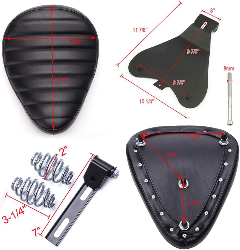 Custom Motorradsitz Solo Sitz, Motorrad Leder Solo Sitz W/Halterung Federhalter Kit Grundplatte für