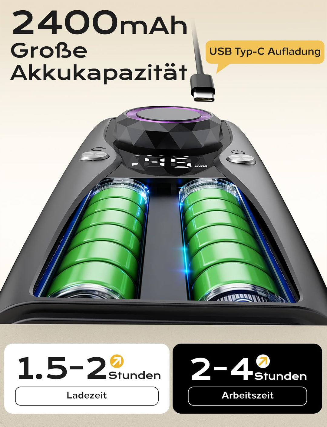 Nagelfräser Professionell set 45000 RPM Tragbare Elektrische Nagelfräser 10H+Batterielebensdauer Wie