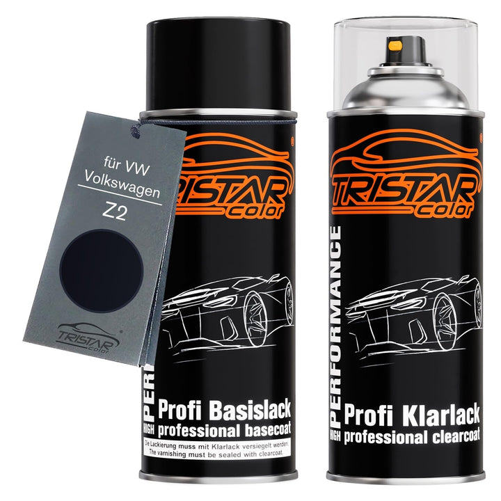 TRISTARcolor Autolack Spraydose für VW Z2 Night Blue Metallic + Klarlack | für VW / Volkswagen, Bleu