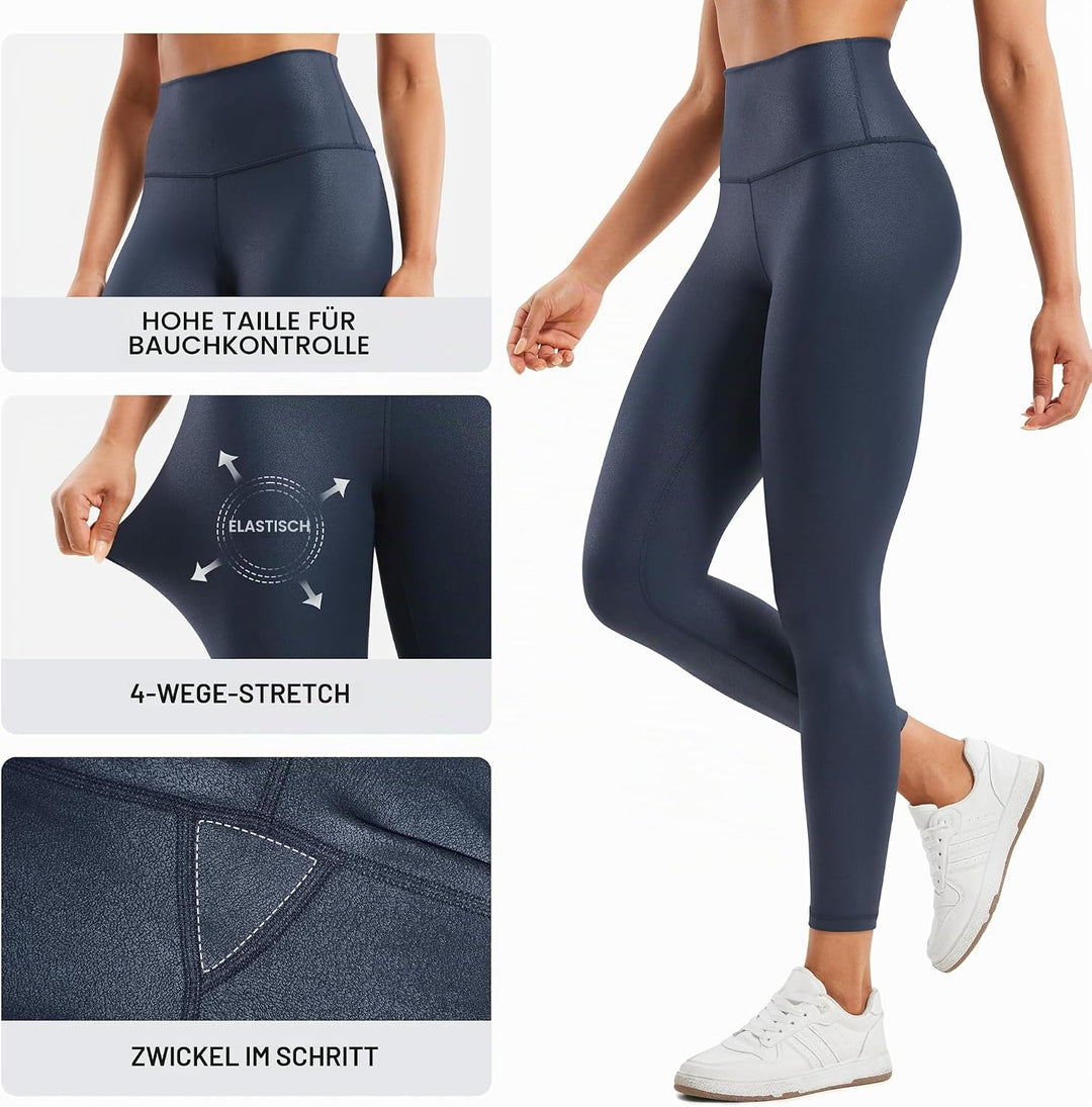 CRZ YOGA Butterluxe Damen Faux Leder Leggings High Waist Lederoptik Sporthose Kunstleder Stretch Wor