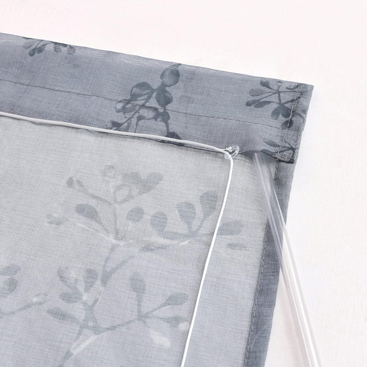 Delien Raffrollo Leinenoptik Transparente Rollos Landhaus Küche Gardine Modern Raffgardine mit Blume