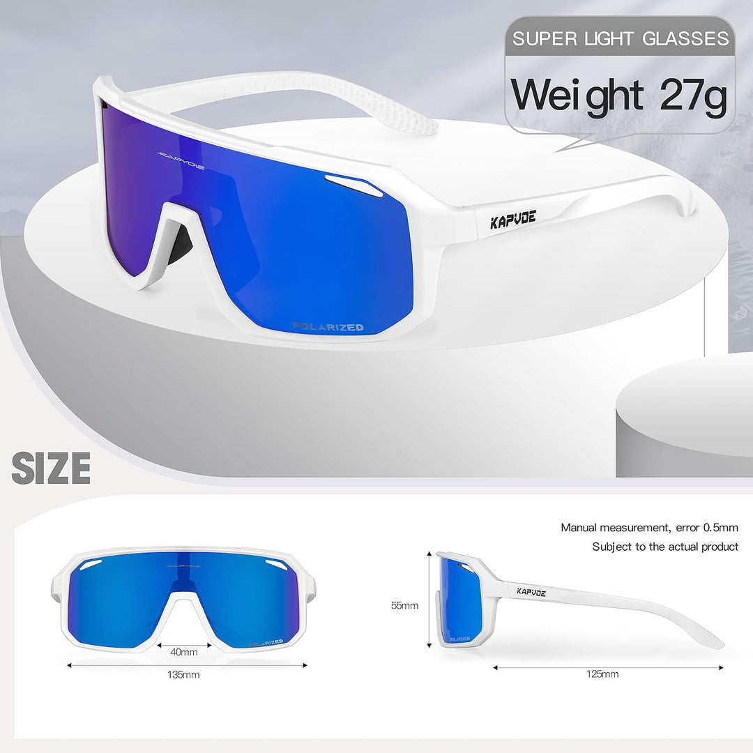 KAPVOE Fahrradbrille Polarisiert Herren Damen Sonnenbrille UV400 Schutz TR90 Rahmen Sportbrille Radf