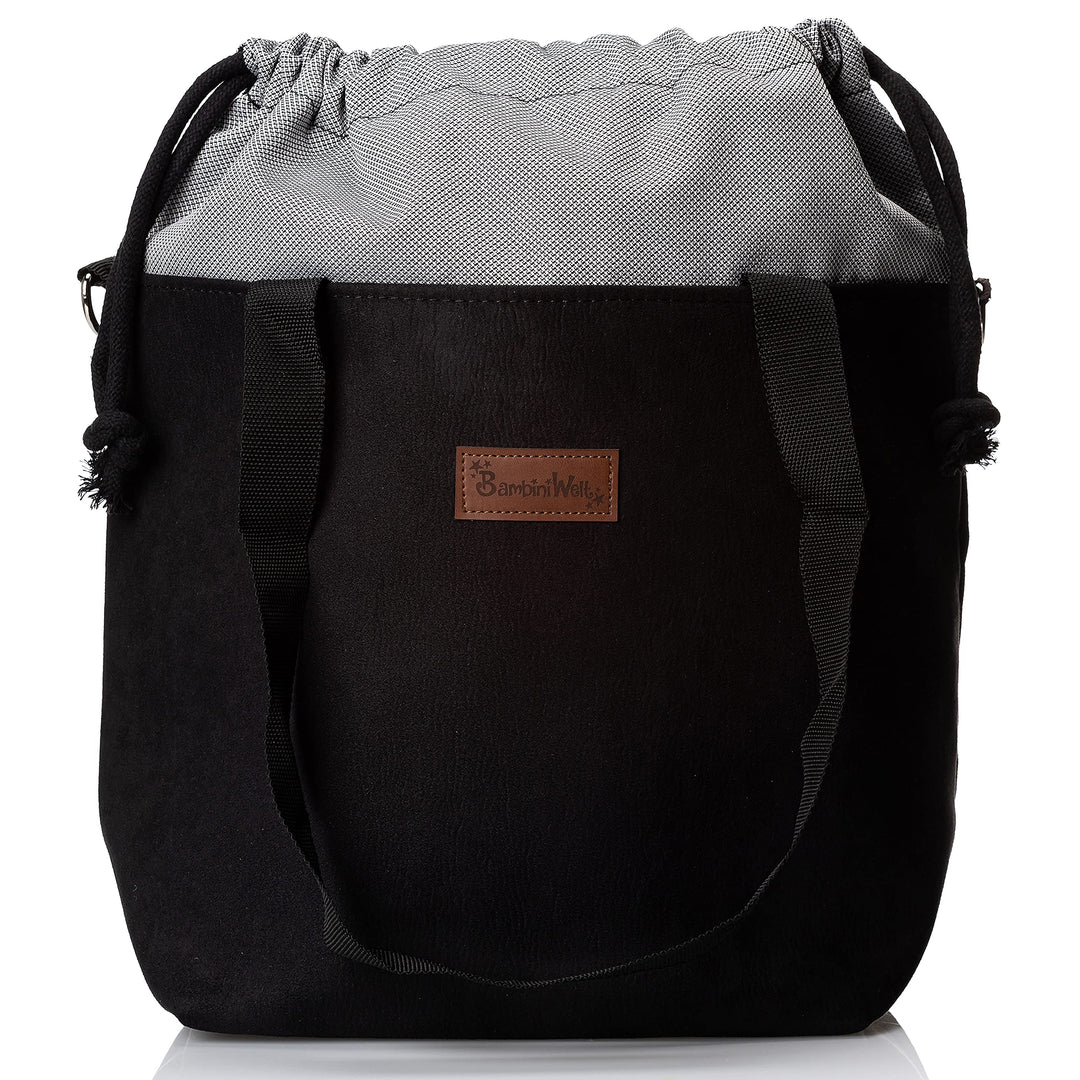 BAMBINIWELT Wickeltasche Schultertasche Shopper Babytasche Windeltasche aus LEDER für Kinderwagen Bu
