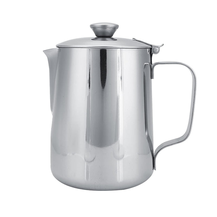 Edelstahl-Kaffeetasse, Milchaufschäumkrug mit Deckel, Milchausgiesser mit Deckel für Milchkännchen,