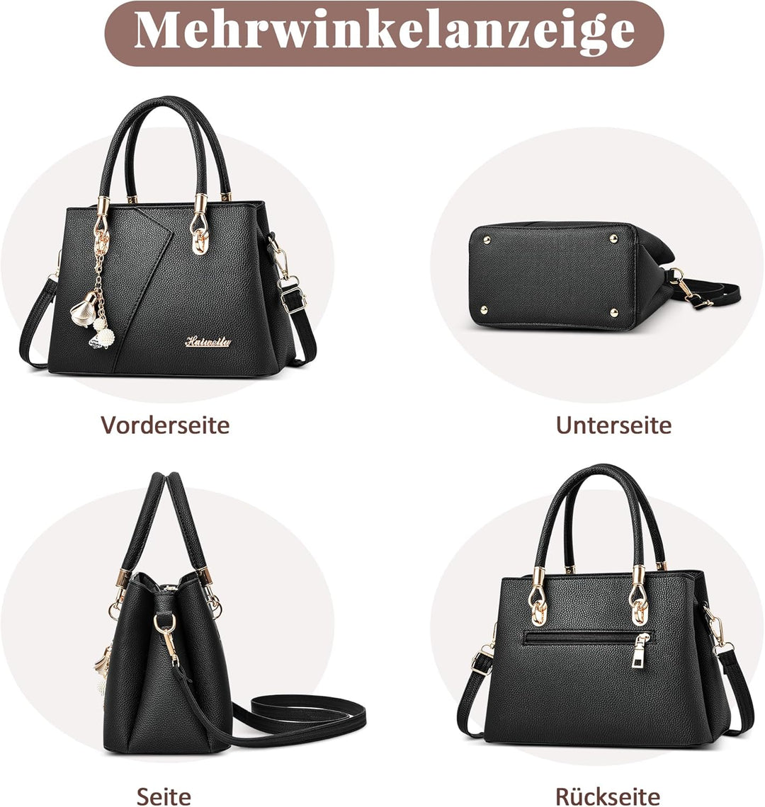 DORRISO Mode Handtasche Damen Elegant Tote Tasche mit Schickem Blumenanhänger Henkeltasche für Einka