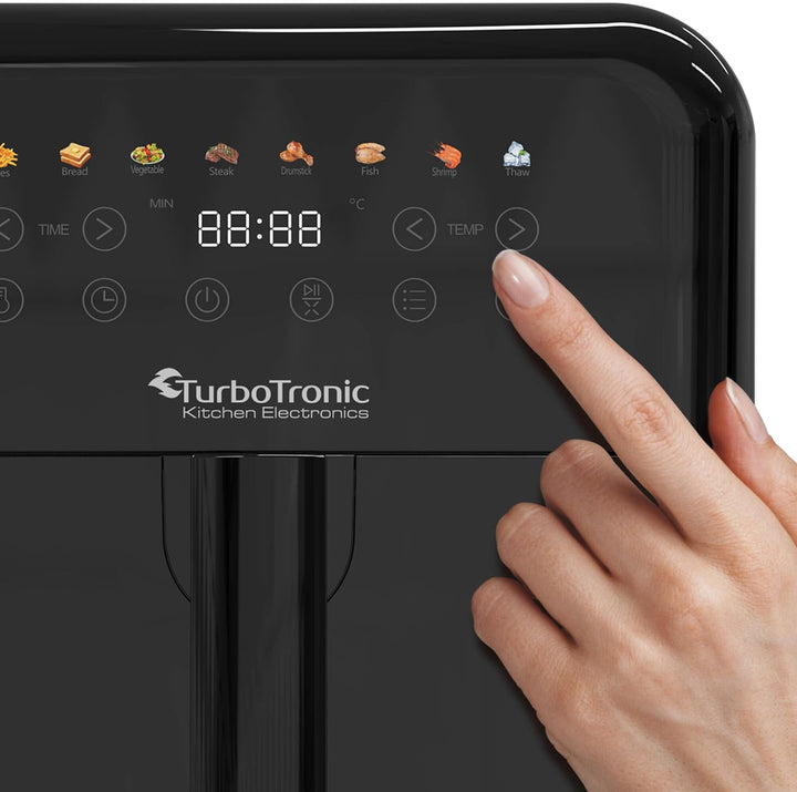 TurboTronic Heissluftfritteuse XXL 6 Liter, 1600W, 8 Programme, Timer, Airfryer Heissluftfritteuse D