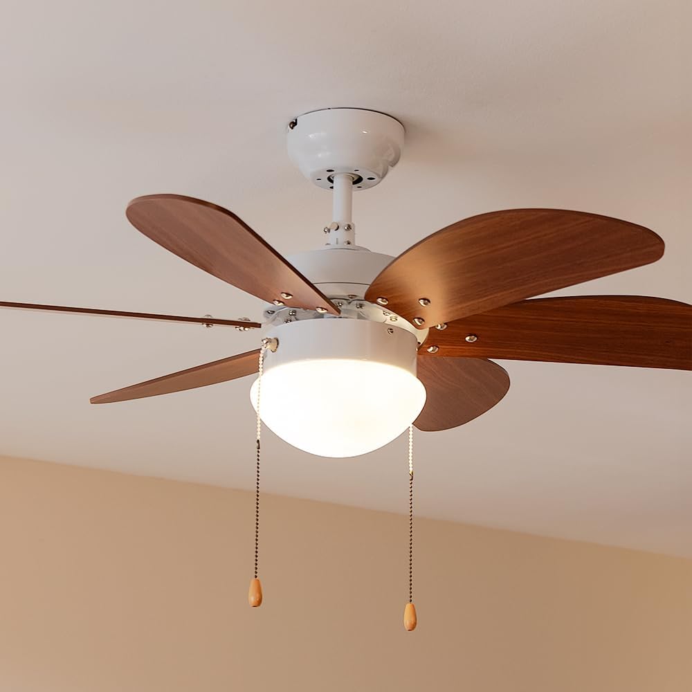 Cecotec Deckenventilator mit Licht EnergySilence Aero 365 Weiss&amp;Holz 50W, Durchmesser 36" (92cm), 3
