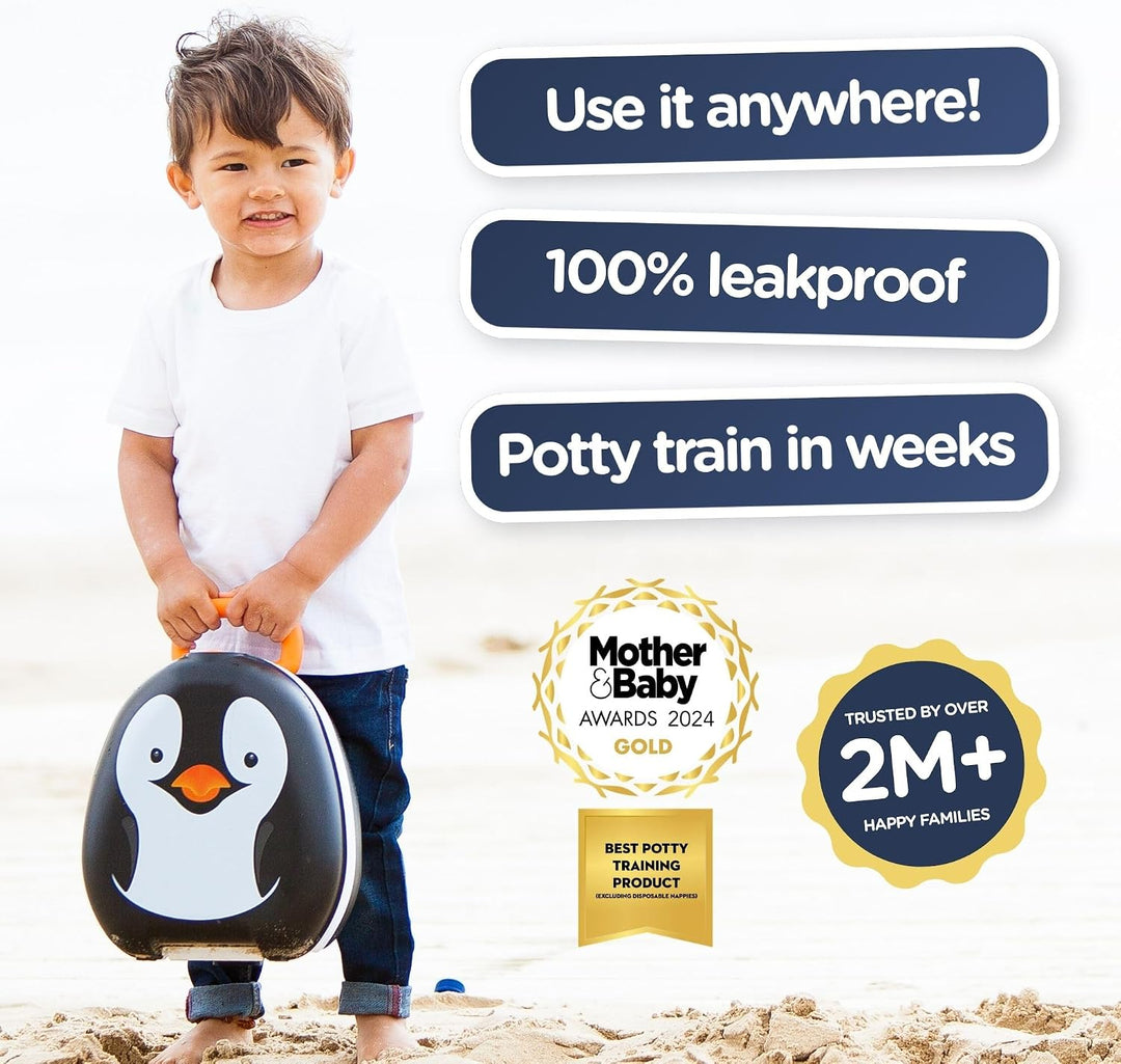 My Carry Potty - Pinguin Travel Töpfchen, preisgekrönter tragbarer Toilettensitz für Kleinkinder, de