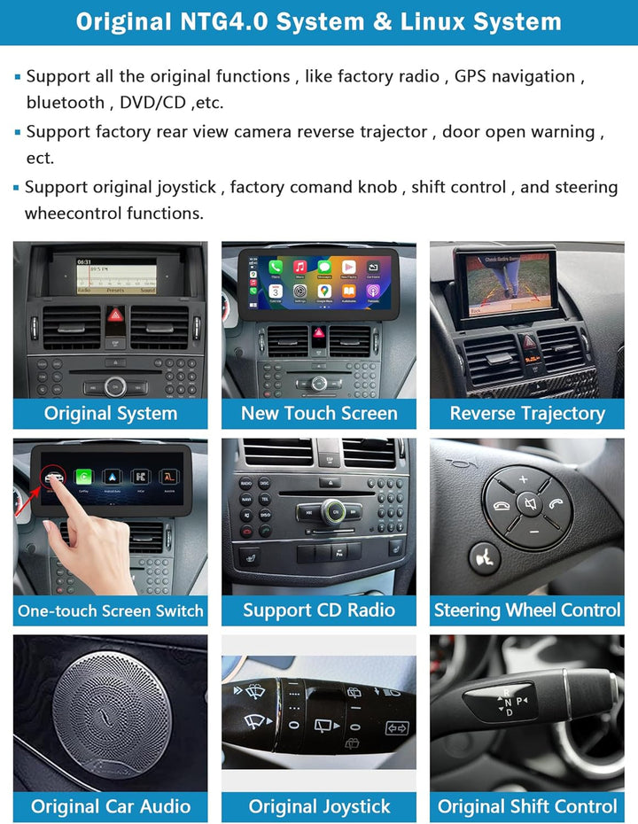 Ninetom Autoradio 10,25-Zoll-Touchscreen mit kabellosem Carplay und Android Auto für 2008-2010 Merce