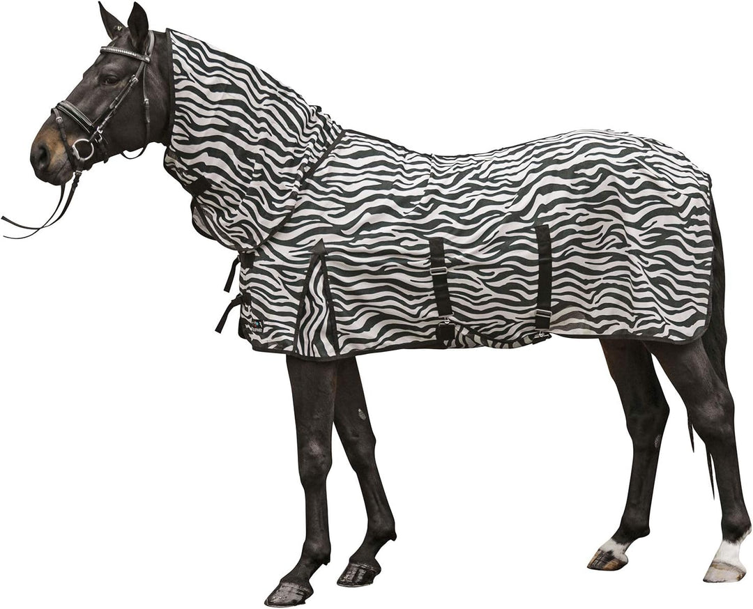 HKM 4000315723546 Fliegendecke Mit Halsteil -Zebra- Mit Bauchlatz1291 Weiss/Schwarz115 Weiss/Schwarz