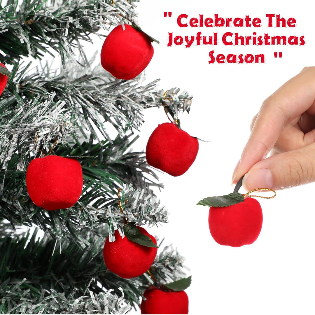 24X 3cm Rote Äpfel Weihnachtsbaum hängende Anhänger Ornamente hängen für Schule Firma Mall (Red)
